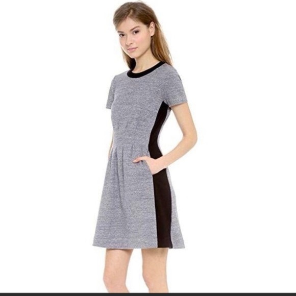 Madewell gray and black pleated knit dress with pockets - Picture 2 of 6